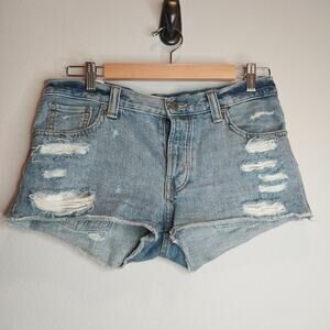 Talula Jean Shorts Women's 27 Blue Distressed Cutoff Buttonfly‎